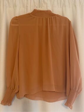 Wilfred Smocked Neck Long-Sleeve Blouse in Rust
